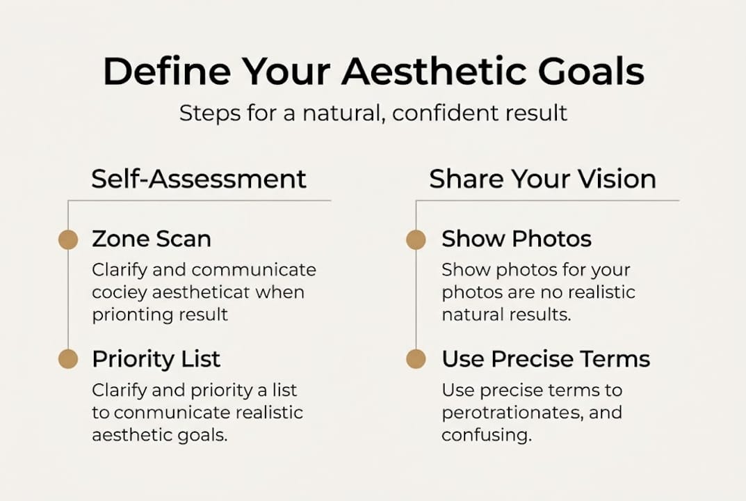 Infographic showing steps to clarify aesthetic goals