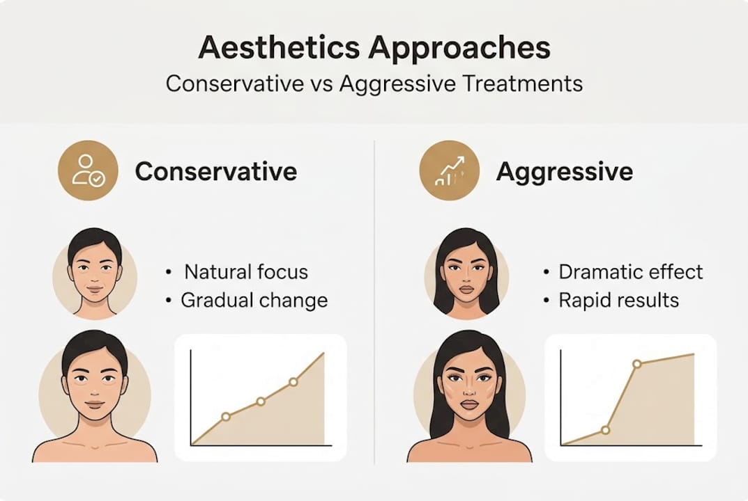 Infographic comparing aesthetics approaches