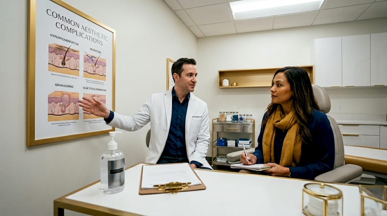 Dermatologist discusses procedure risks with client