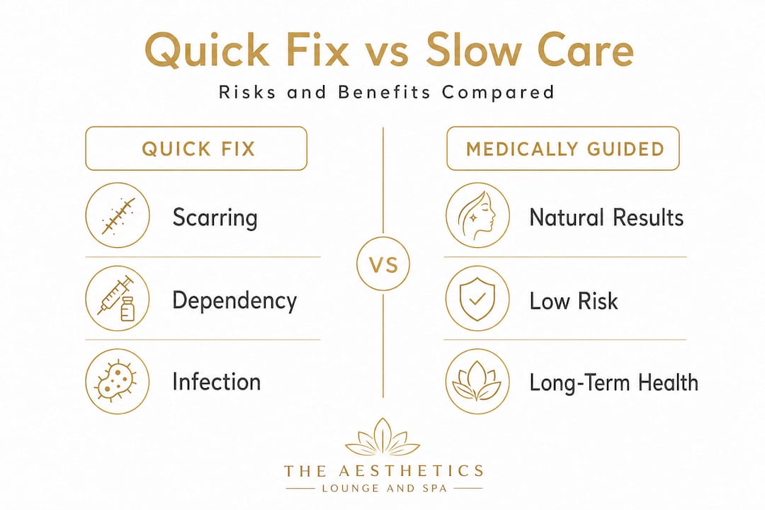 Infographic comparing quick fixes and guided care
