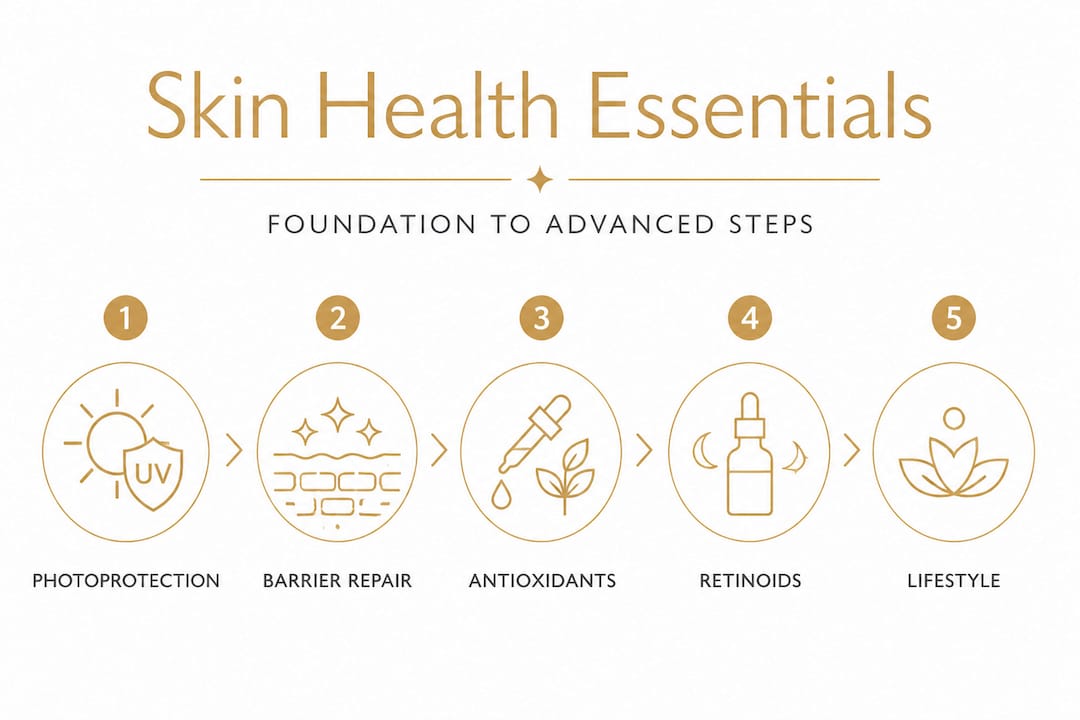 Hierarchy infographic of core skin health essentials