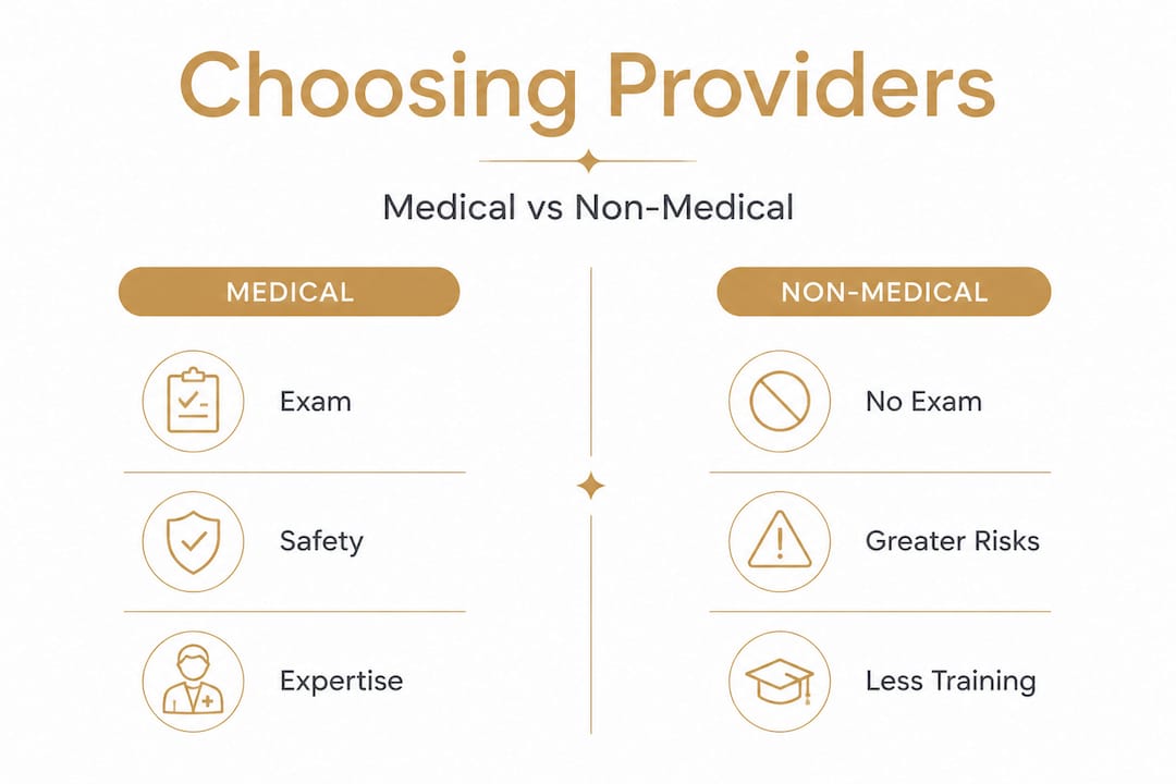 Infographic comparing medical versus non-medical injectables providers