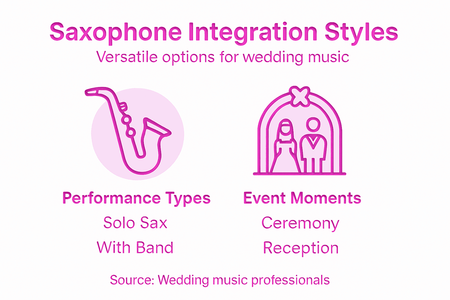 Infographic of saxophone integration styles and moments