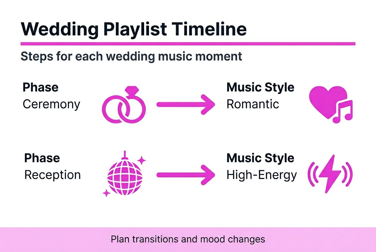 Infographic about wedding playlist steps and phases
