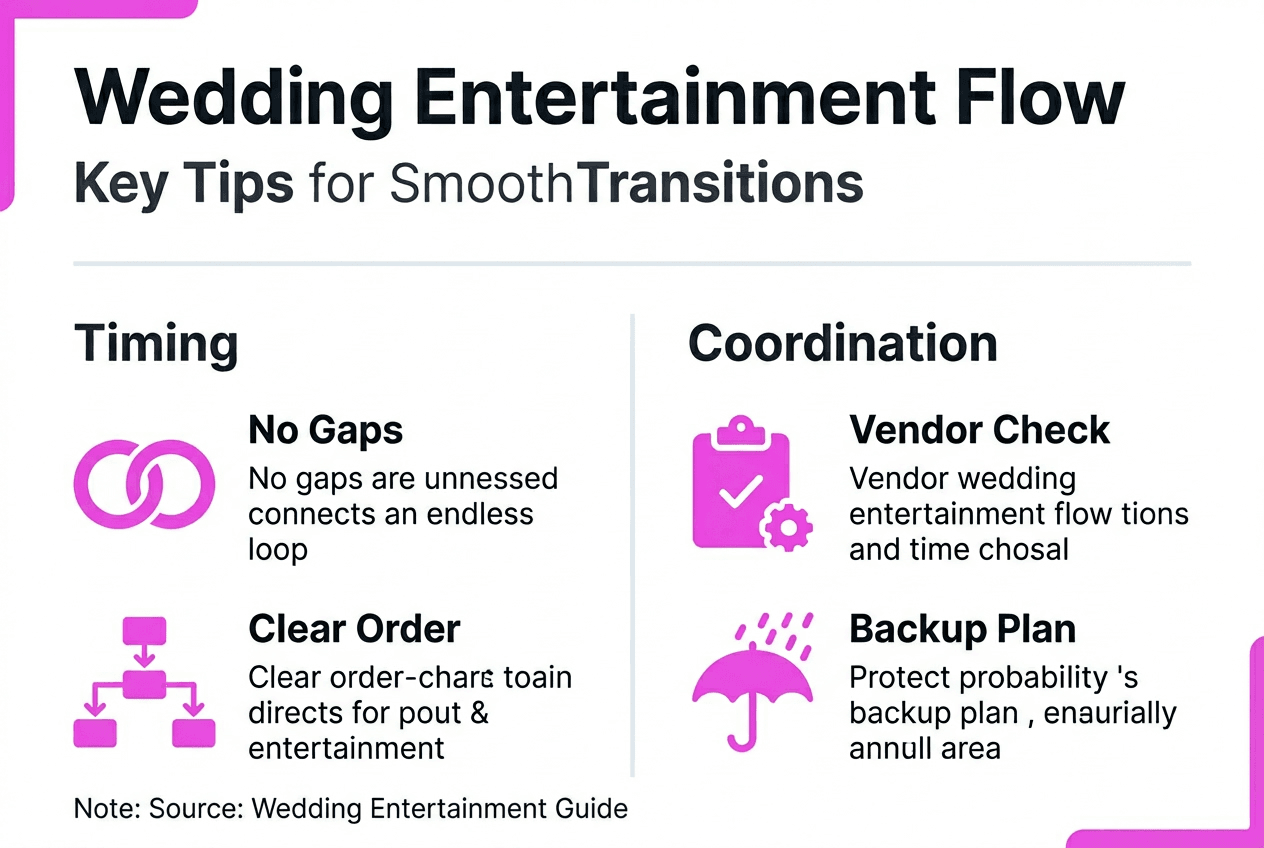 Infographic with tips for wedding entertainment flow