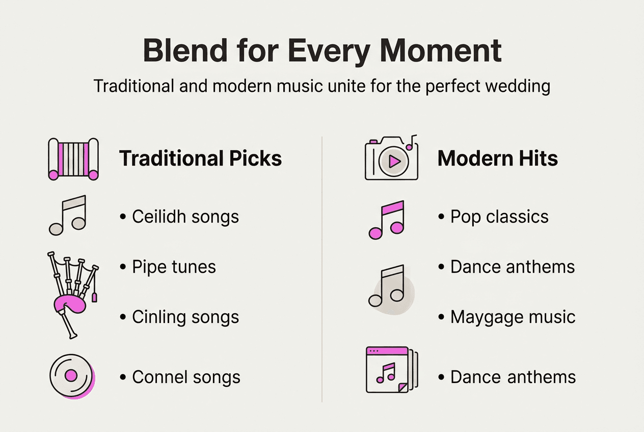 Infographic blending traditional and modern music