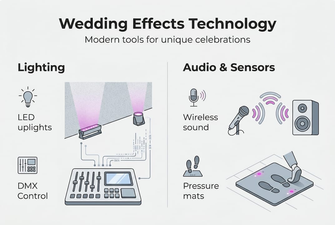 Infographic showing wedding effects technology overview
