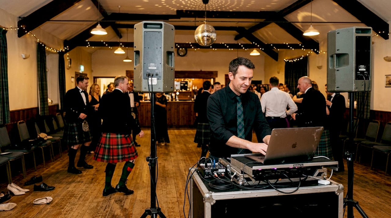 Scottish wedding DJ and guests on dance floor