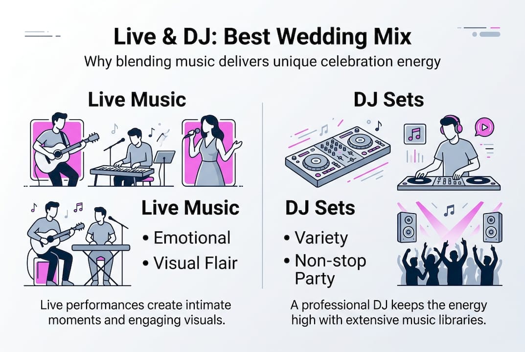 Infographic showing live music and DJ strengths