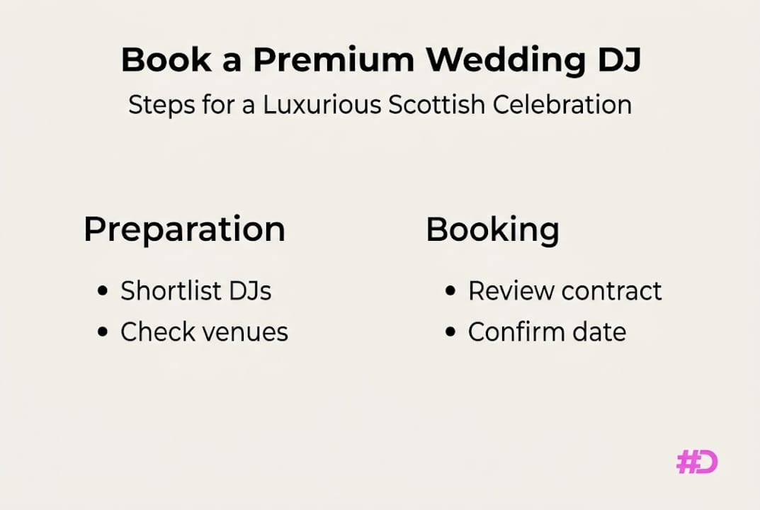Infographic on booking a premium Scottish wedding DJ