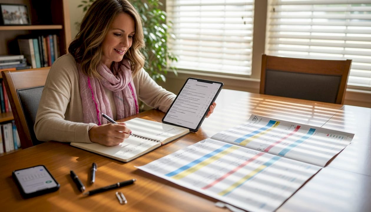 Planner reviewing entertainment choices at table