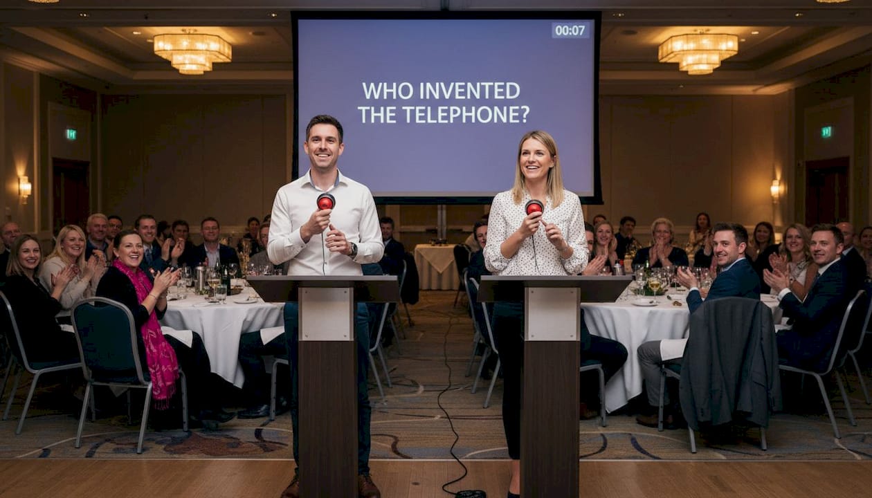 Colleagues play game show at event