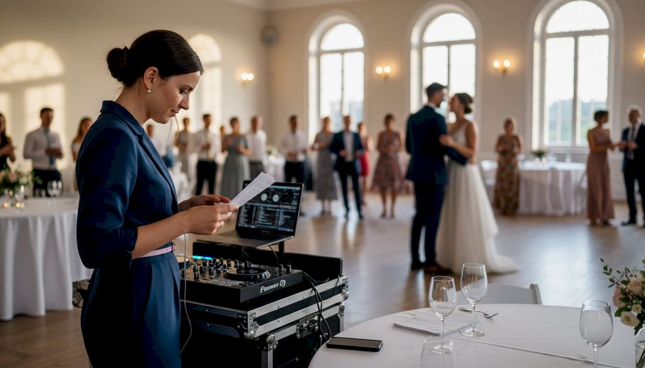 DJ preparing next song at wedding reception