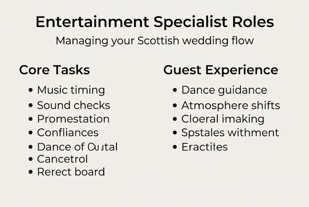 Infographic of wedding entertainment specialist tasks