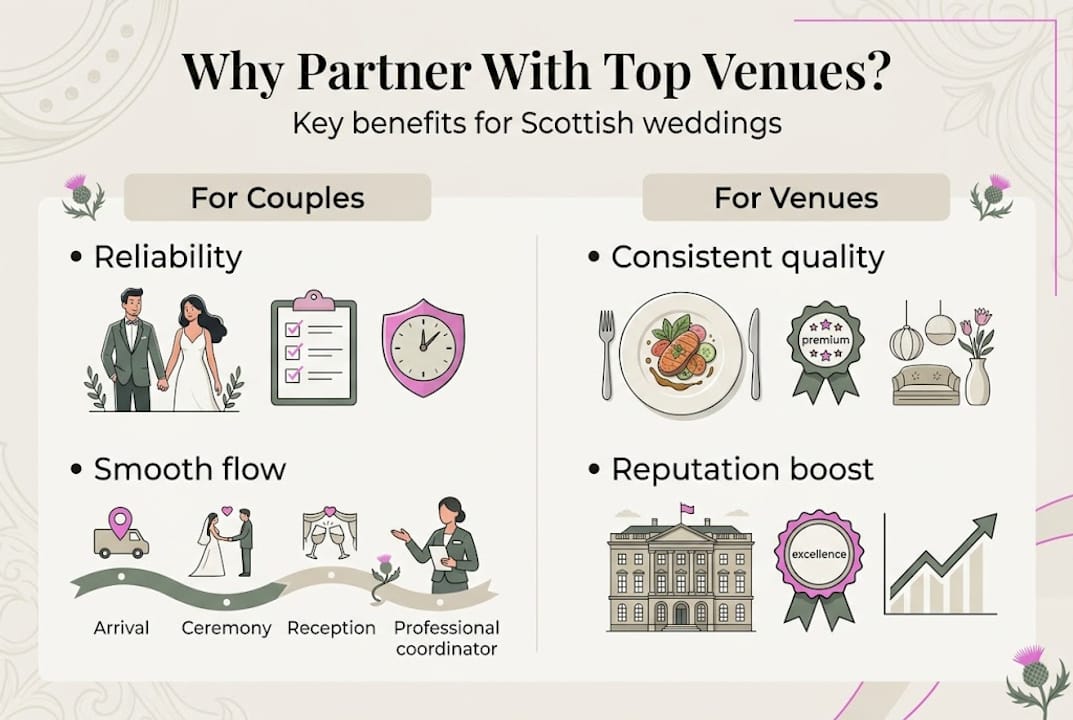 Infographic showing venue partnership advantages