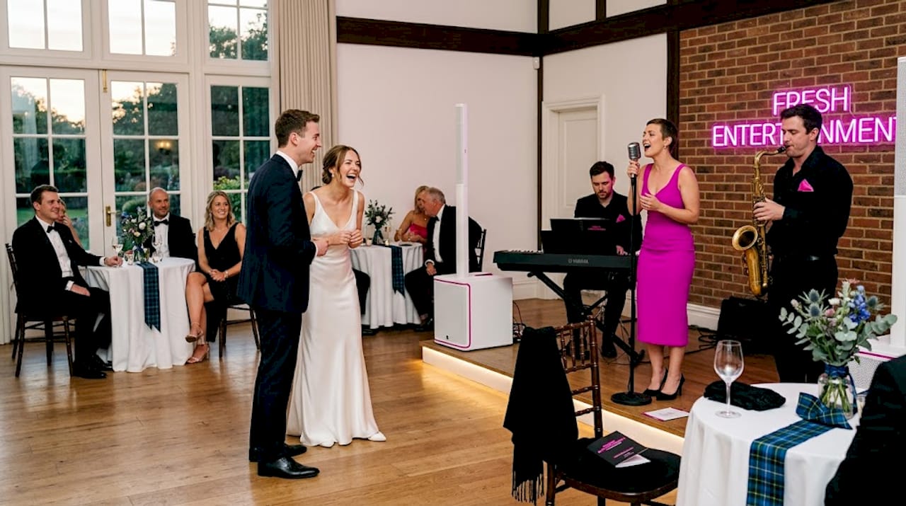 Live band performing at luxury Scottish wedding
