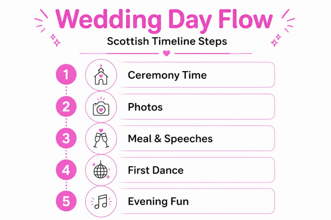 Infographic of Scottish wedding timeline steps