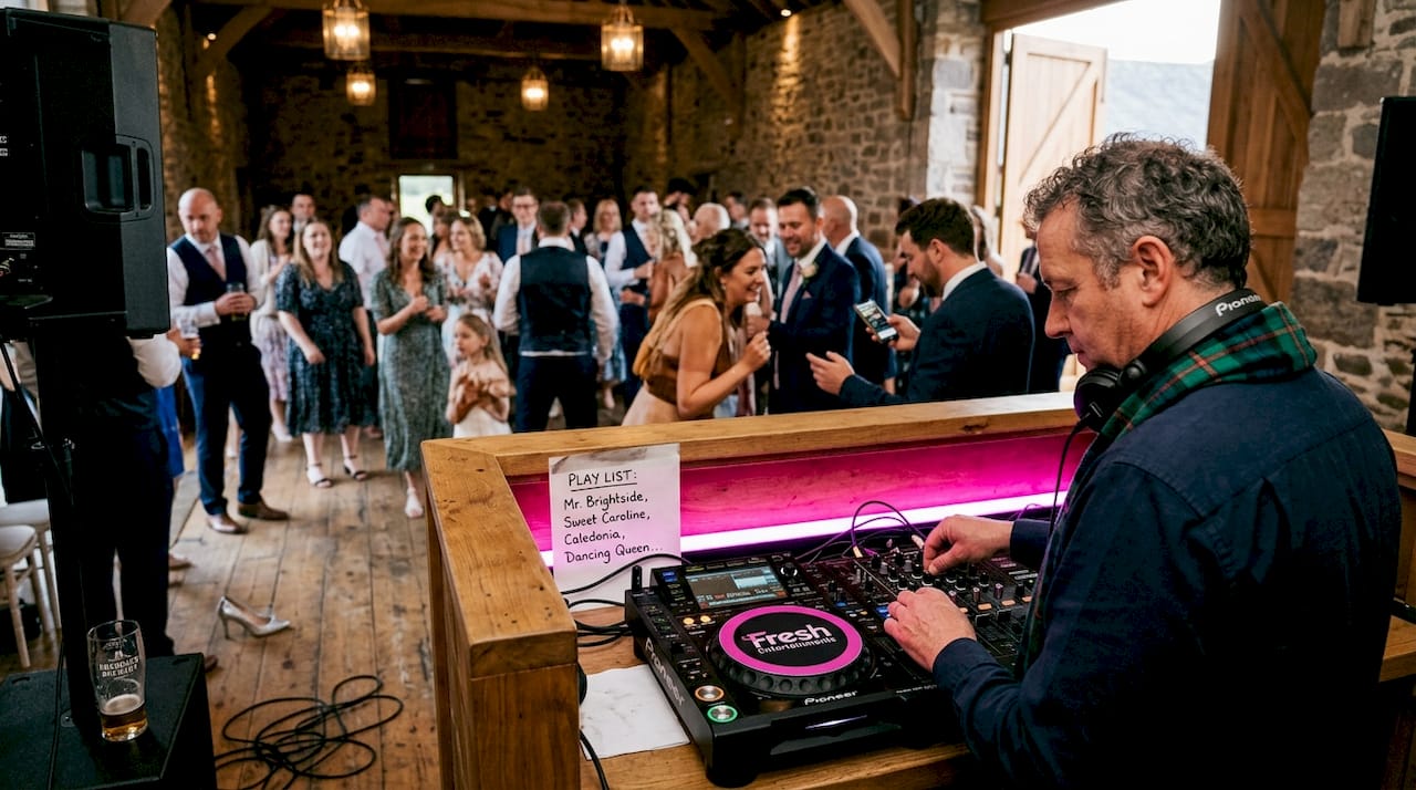 Scottish DJ at interactive wedding party