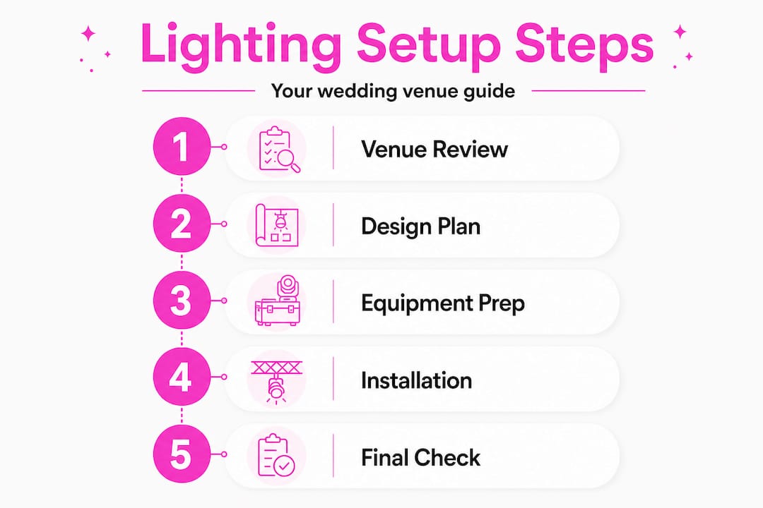 Infographic showing five steps for wedding lighting