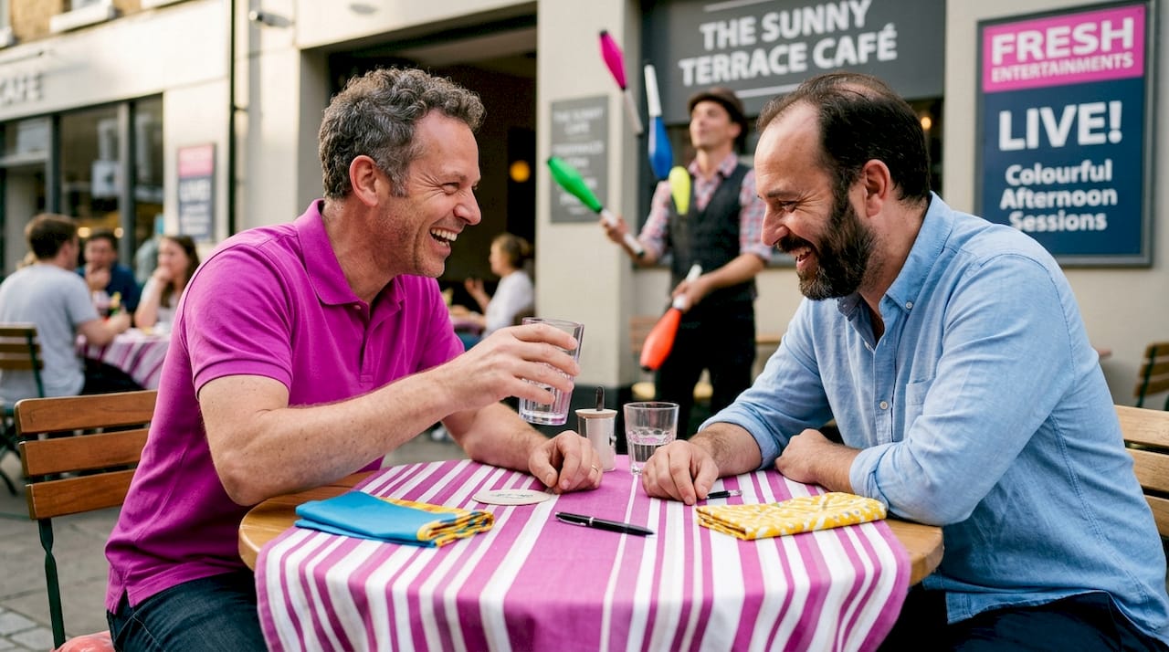 Colleagues laughing during corporate event entertainment