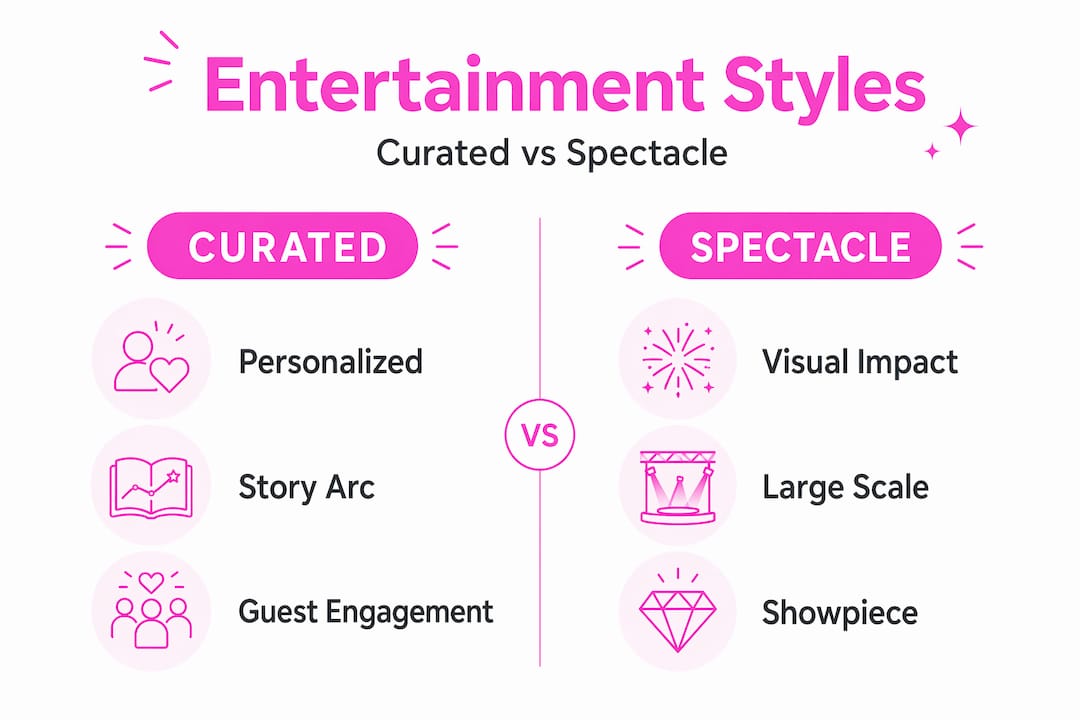 Infographic comparing entertainment curation approaches