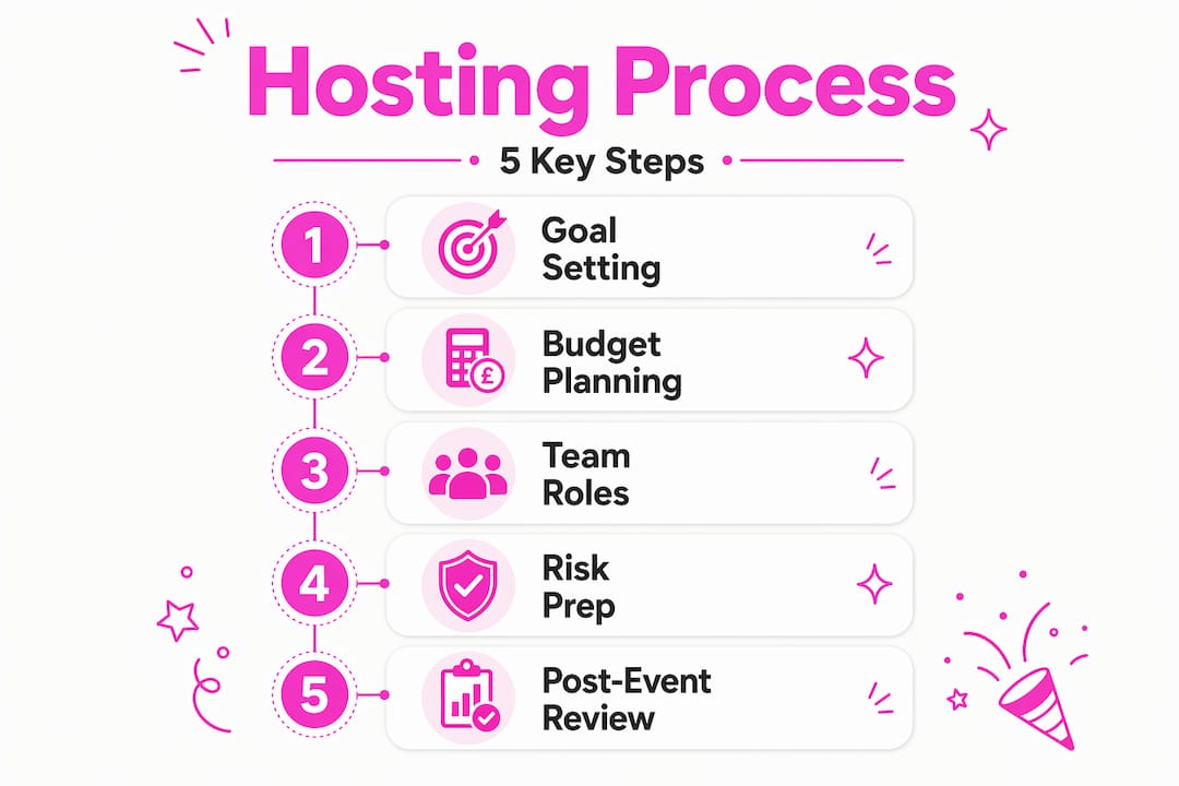 Infographic on event hosting process steps