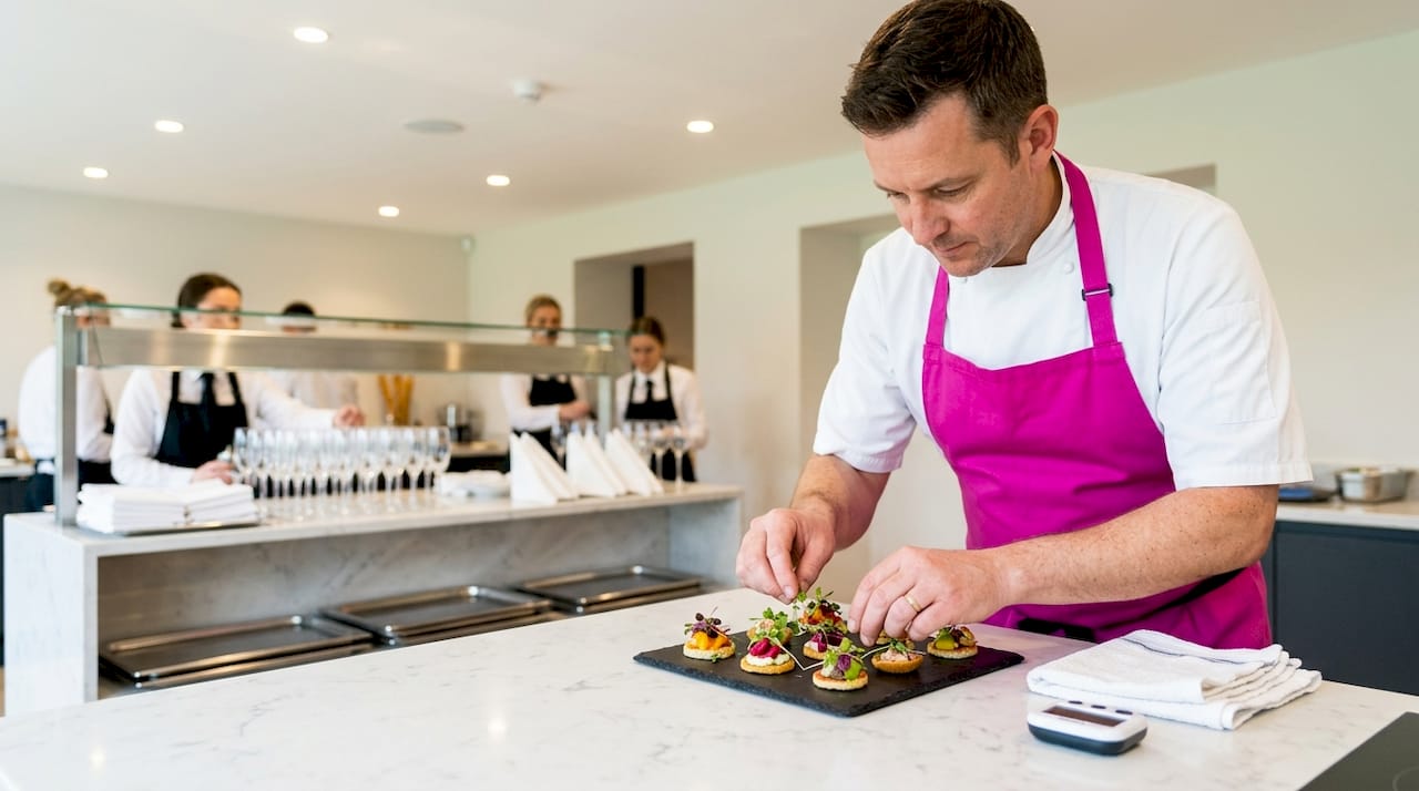 Chef preparing canapés for luxury event