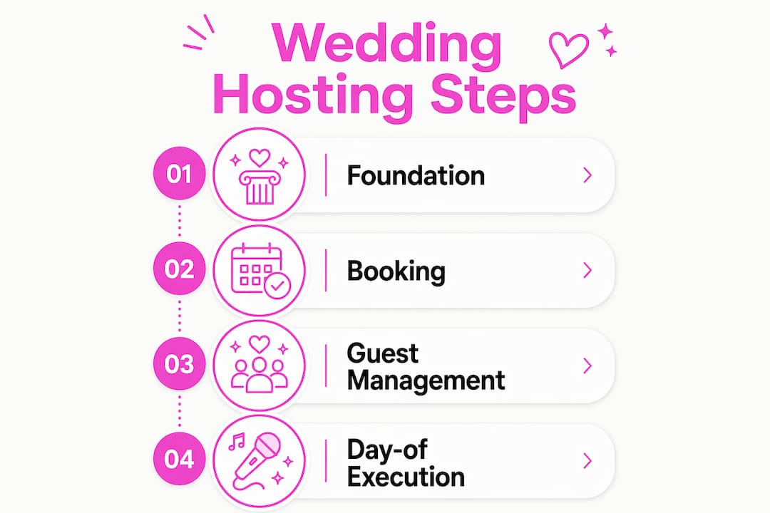 Infographic showing wedding hosting process steps