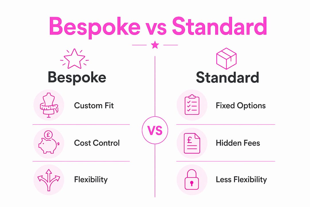 Infographic comparing bespoke and standard wedding packages