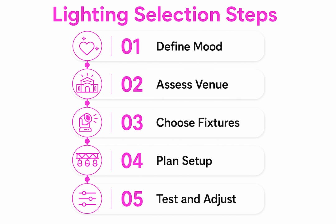 Infographic showing event lighting selection steps