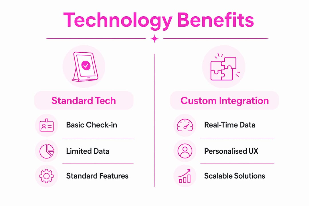 Infographic comparing standard and custom event technologies