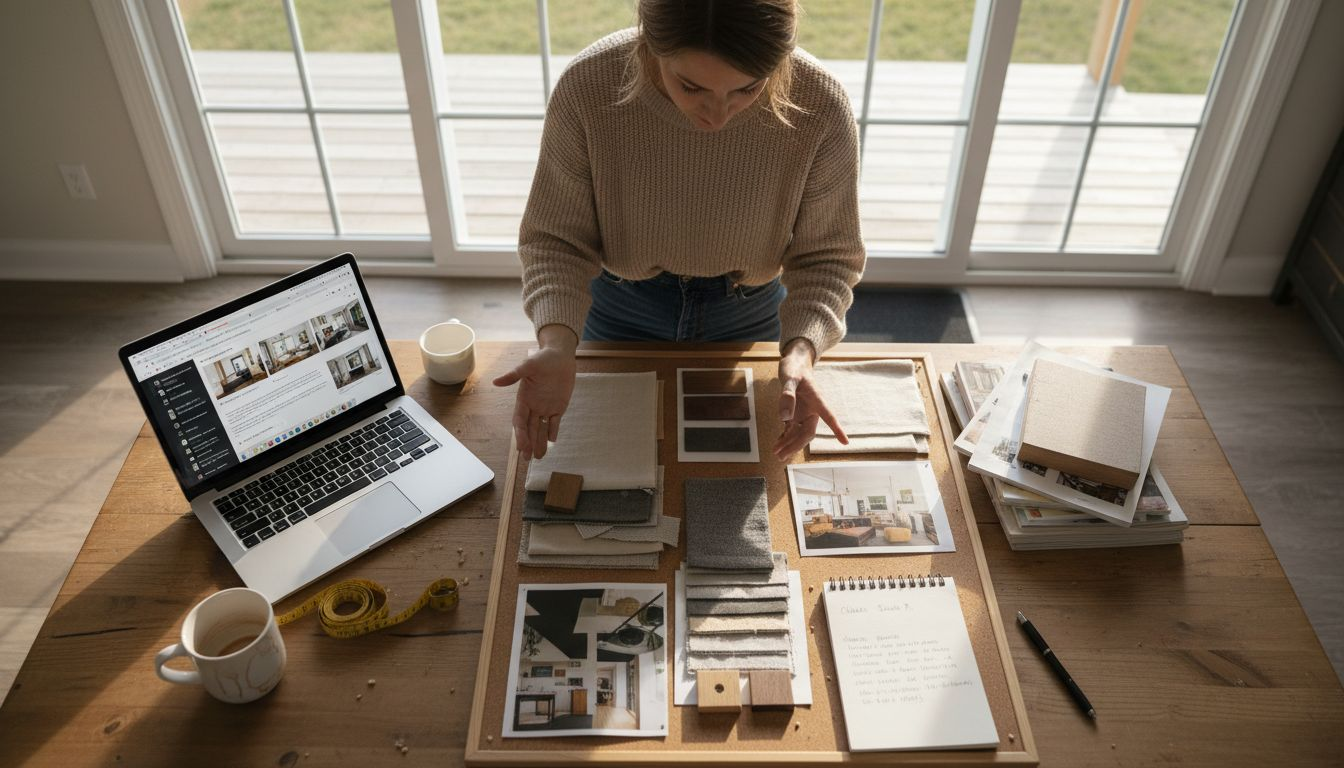 Designer creating entryway mood board