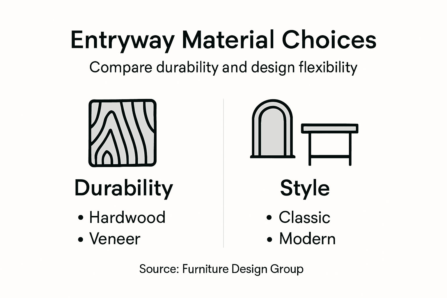 Infographic comparing entryway material options