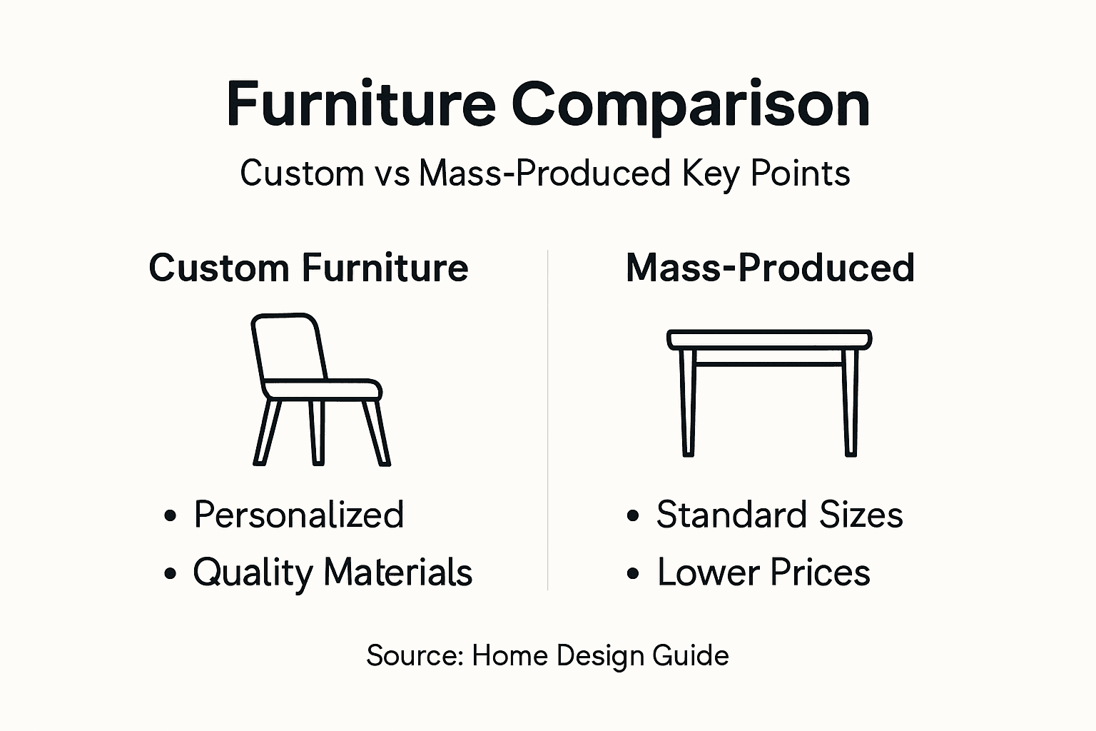 Infographic comparing custom and mass-produced furniture