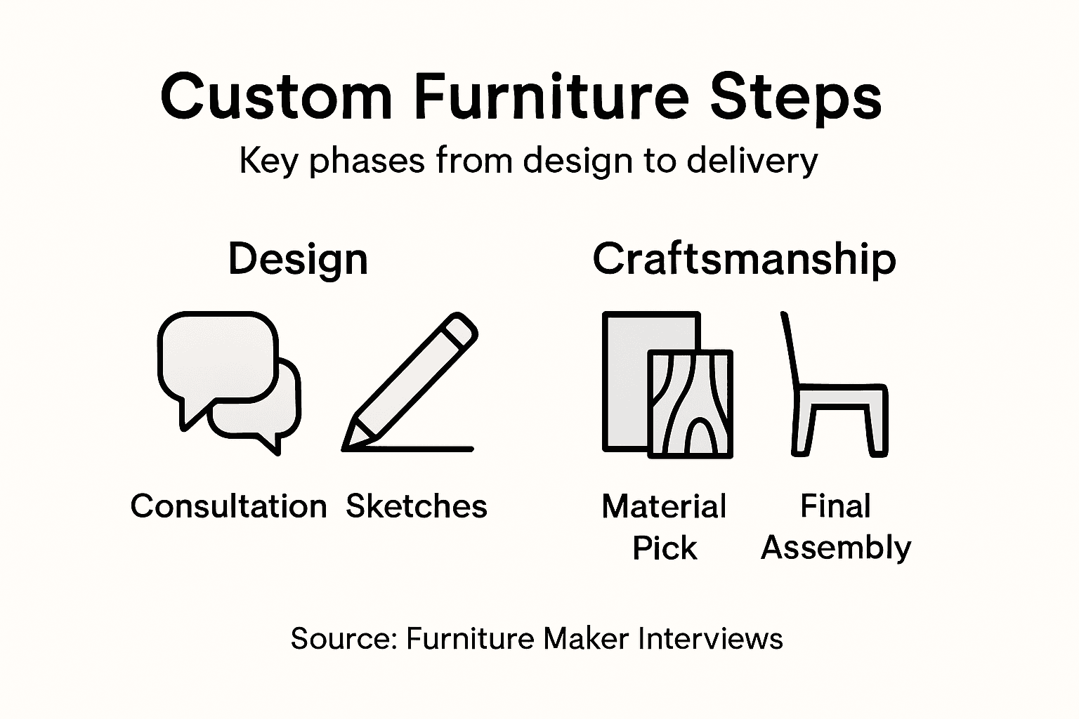 Infographic of steps in custom furniture process