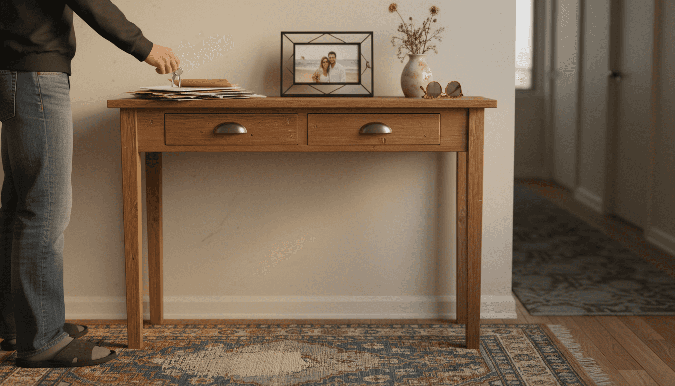 Console table for entryway storage