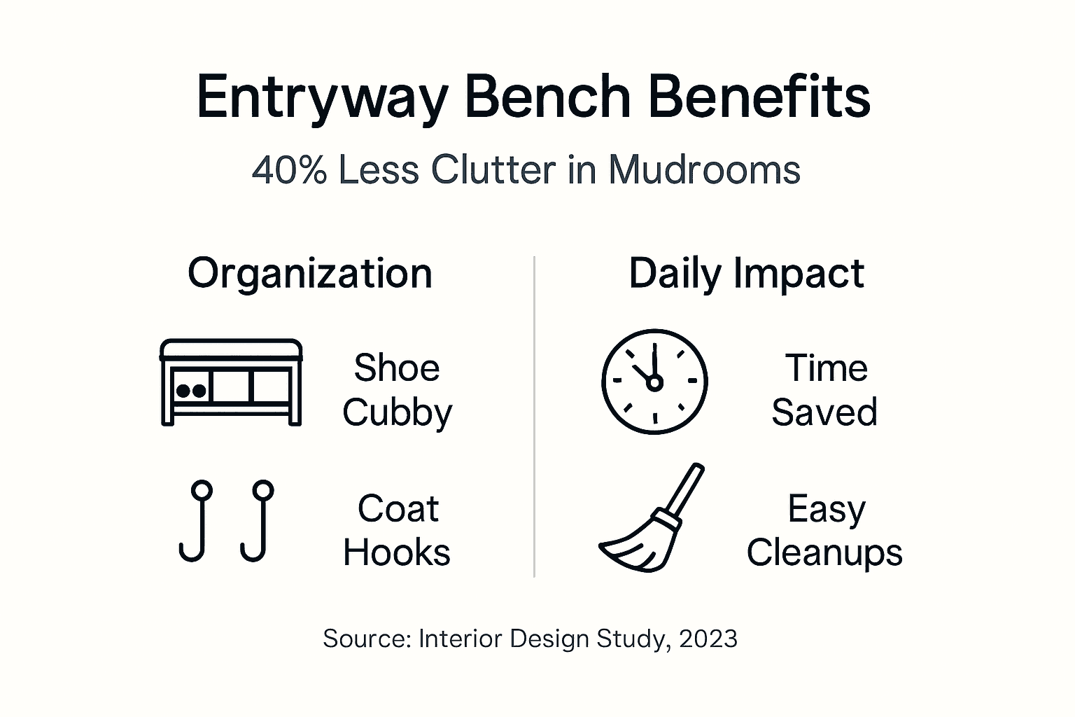 Infographic showing mudroom bench benefits summary