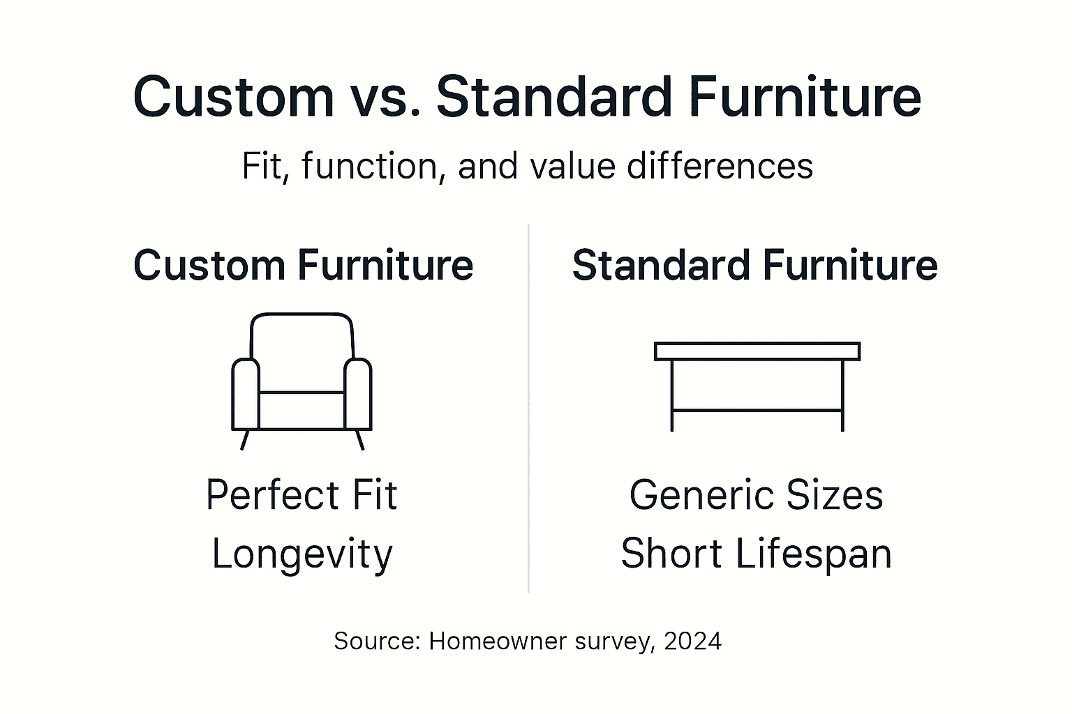 Infographic comparing custom and standard furniture