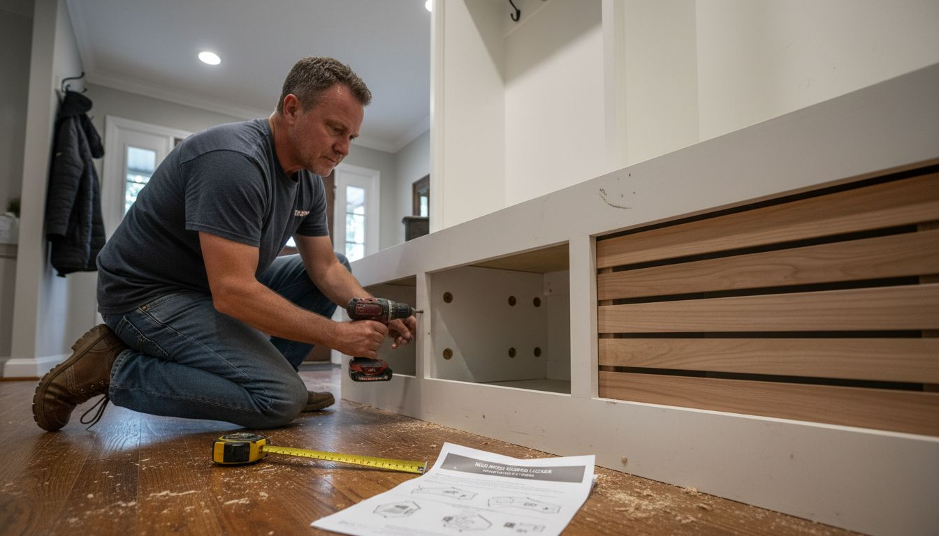 Installer assembling mud locker with drainage features
