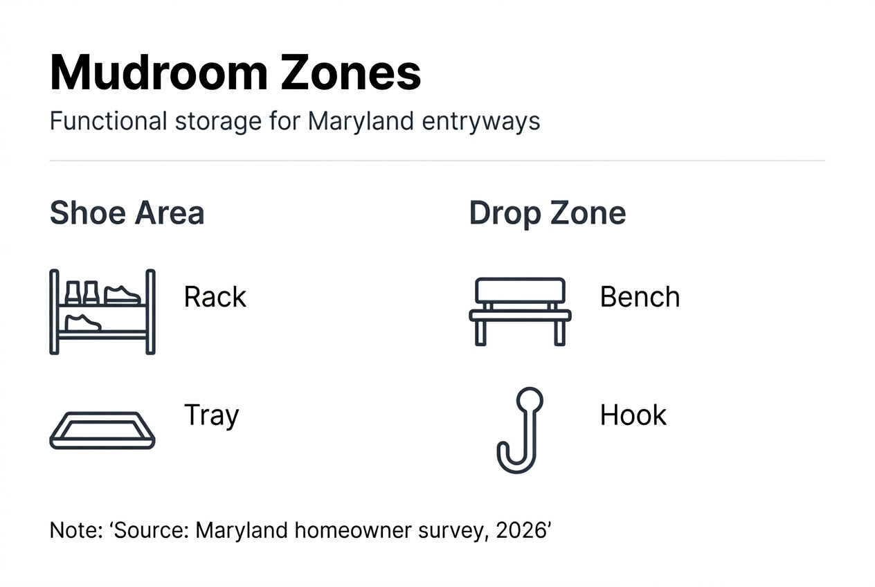 Infographic of mudroom zones and features