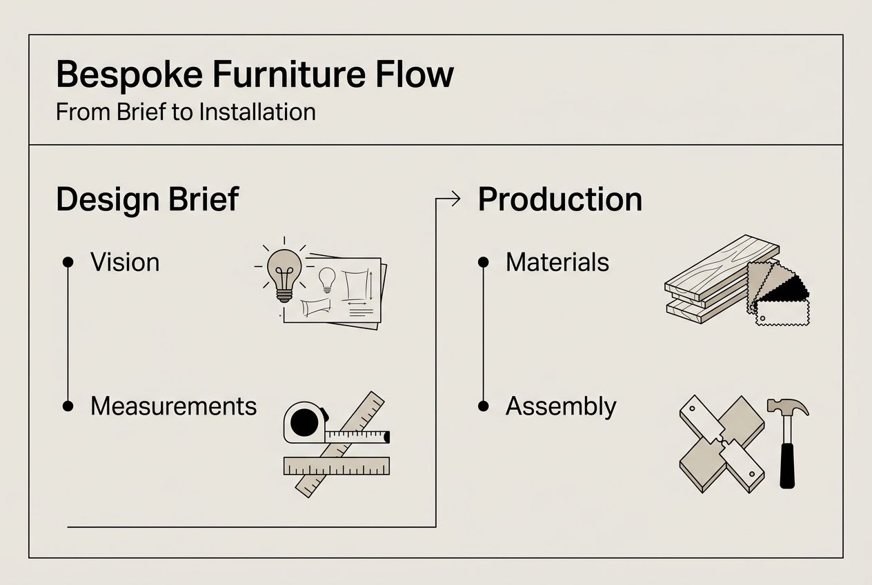 Infographic showing bespoke furniture workflow steps