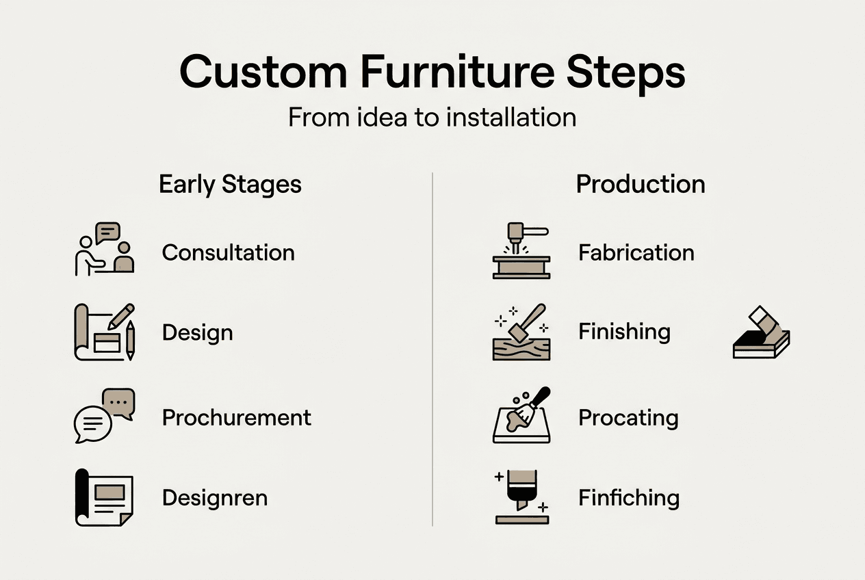 Infographic showing custom furniture process steps