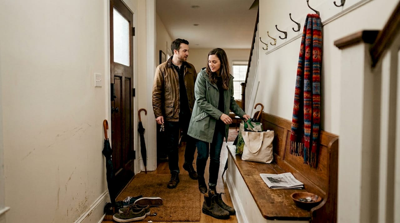 Maryland couple using custom entryway bench