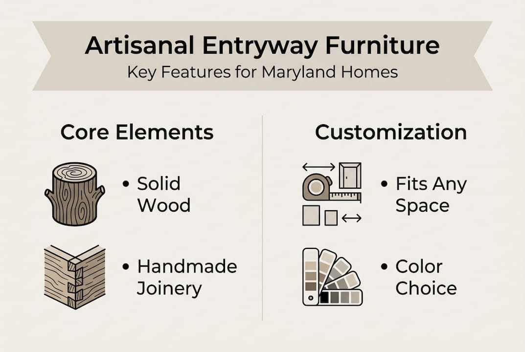 Infographic of artisanal entryway furniture features