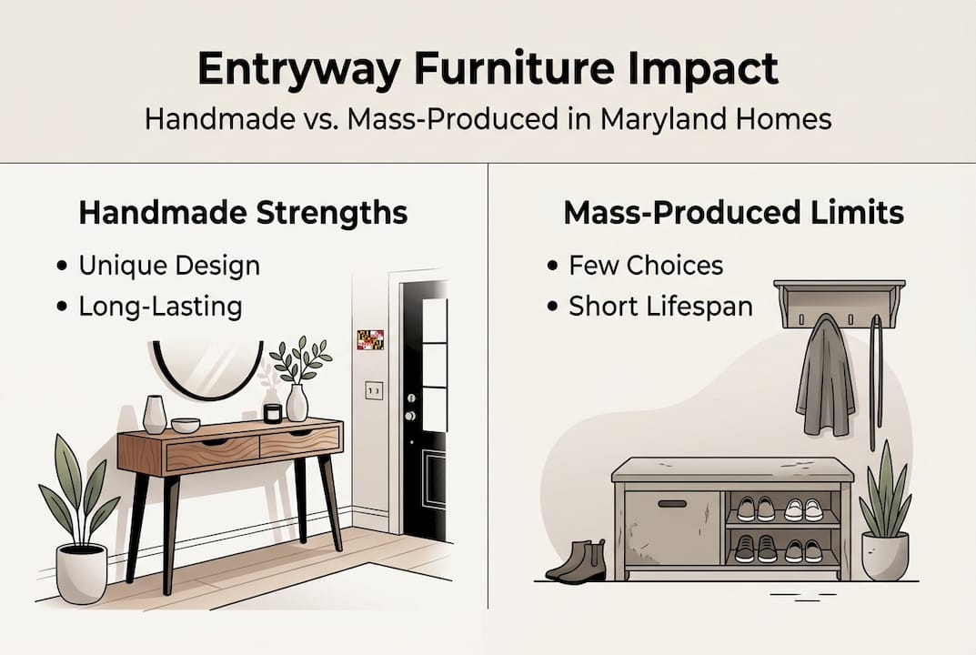 Infographic comparing handmade and mass-produced furniture
