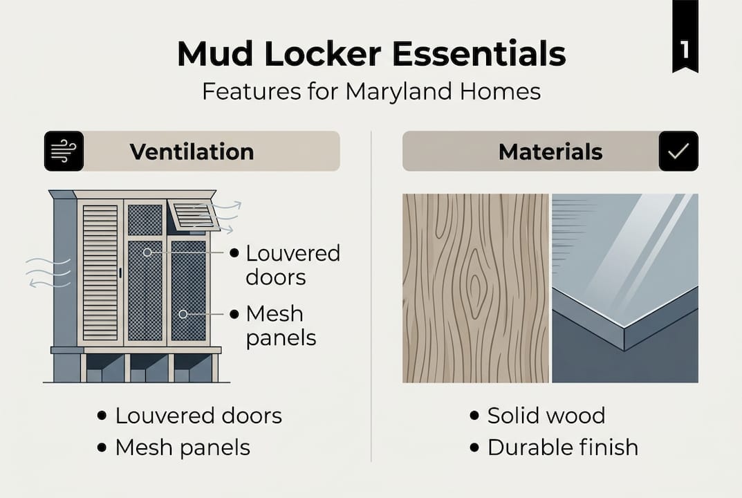 Infographic of mud locker features and materials
