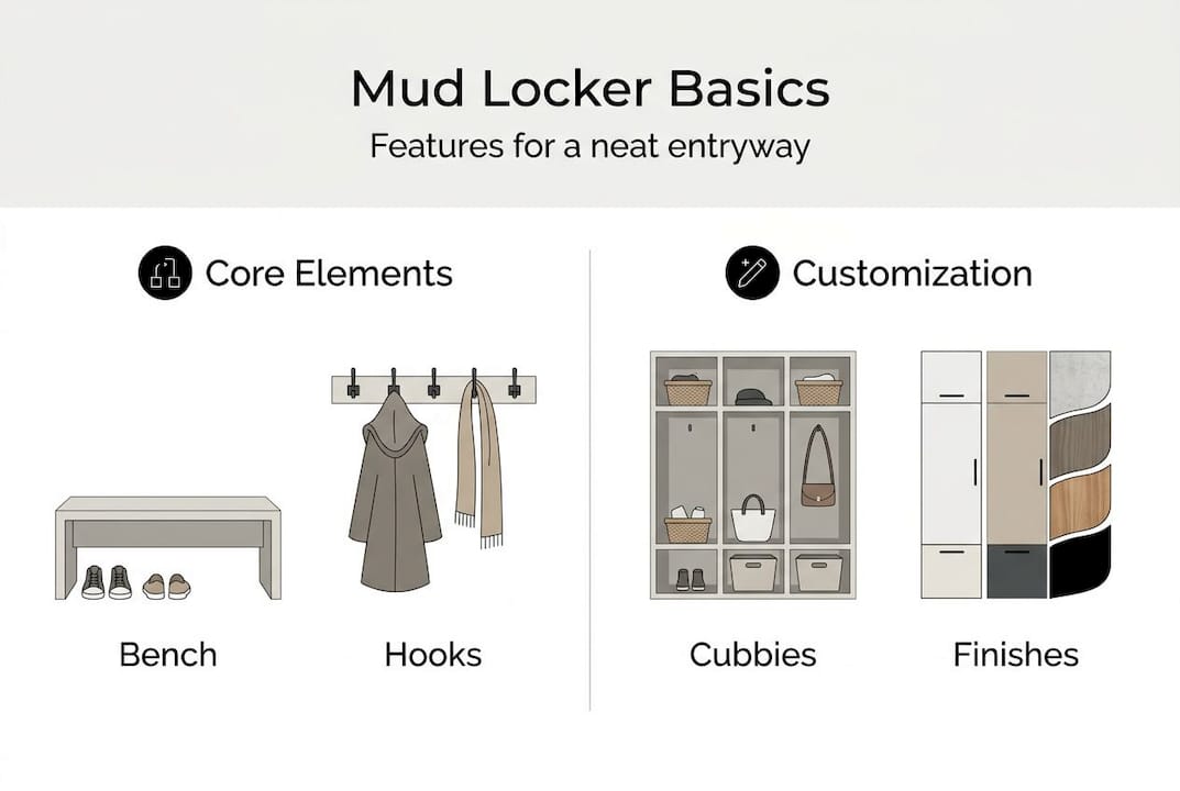 Infographic showing mud locker core features and options