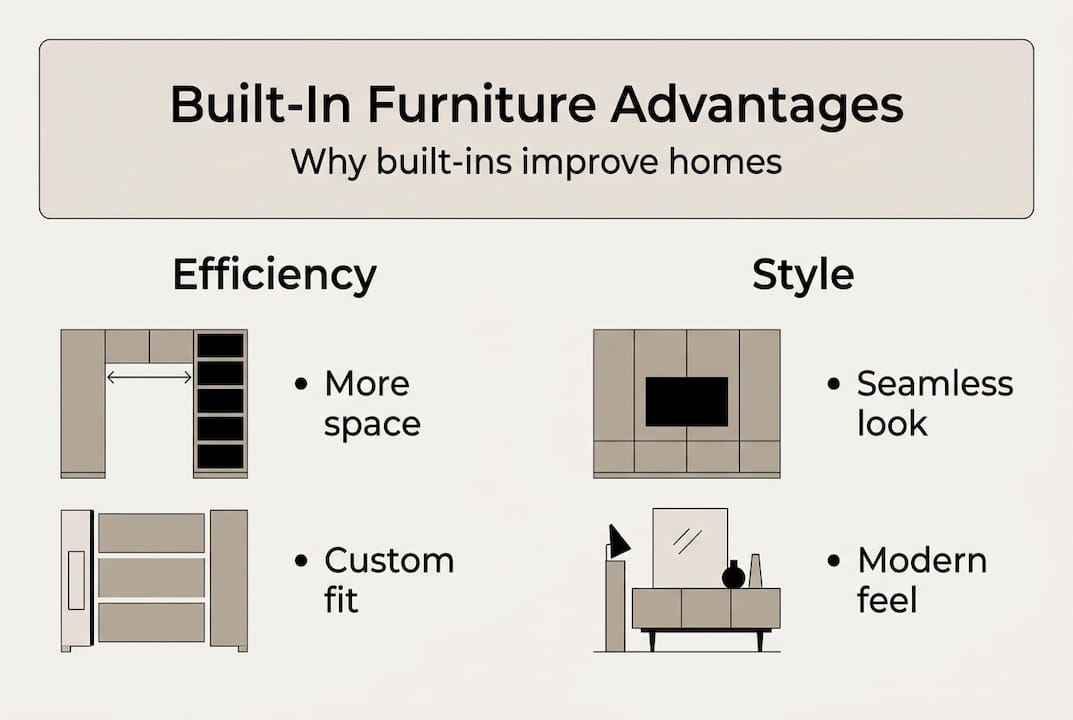 Infographic summarizes built-in furniture benefits