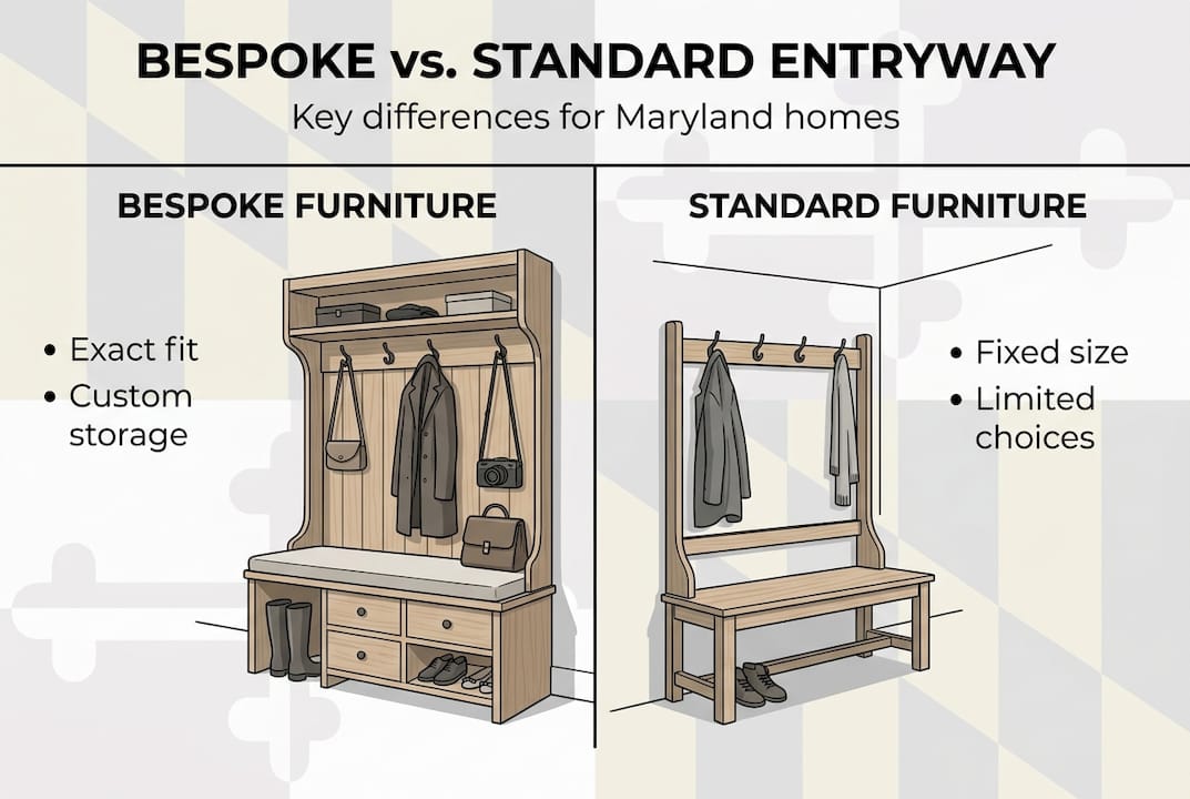 Infographic comparing bespoke and standard entryway furniture