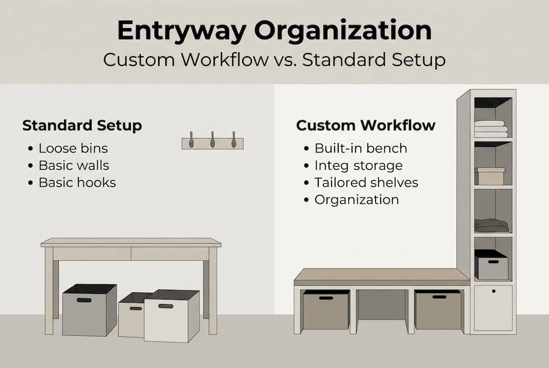 Infographic comparing custom and standard entryways